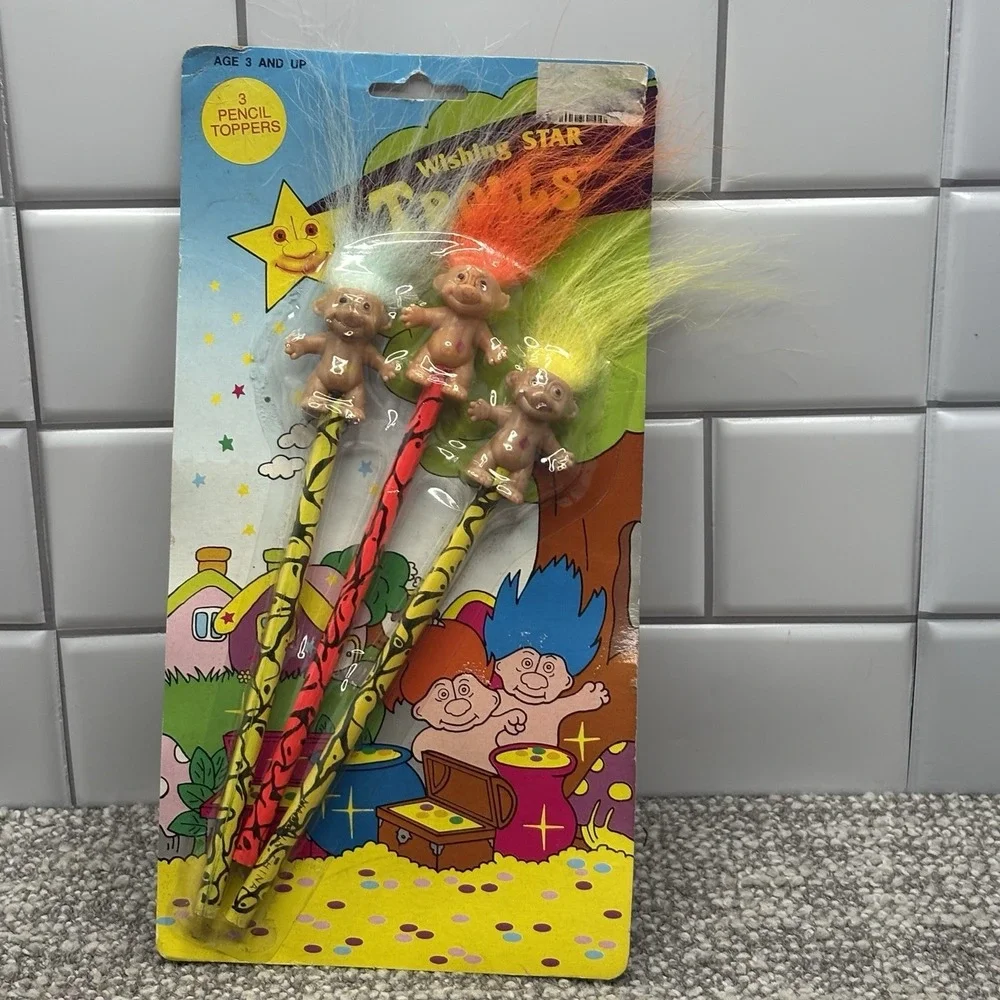 VTG Troll Pencils New Wishing Star Trolls Novelty Collectible‎ NOS
